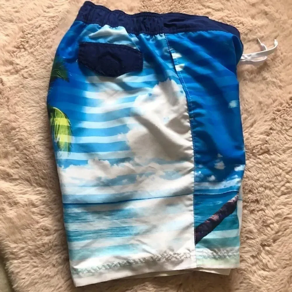 Corona bright color palm tree men’s swim trunks